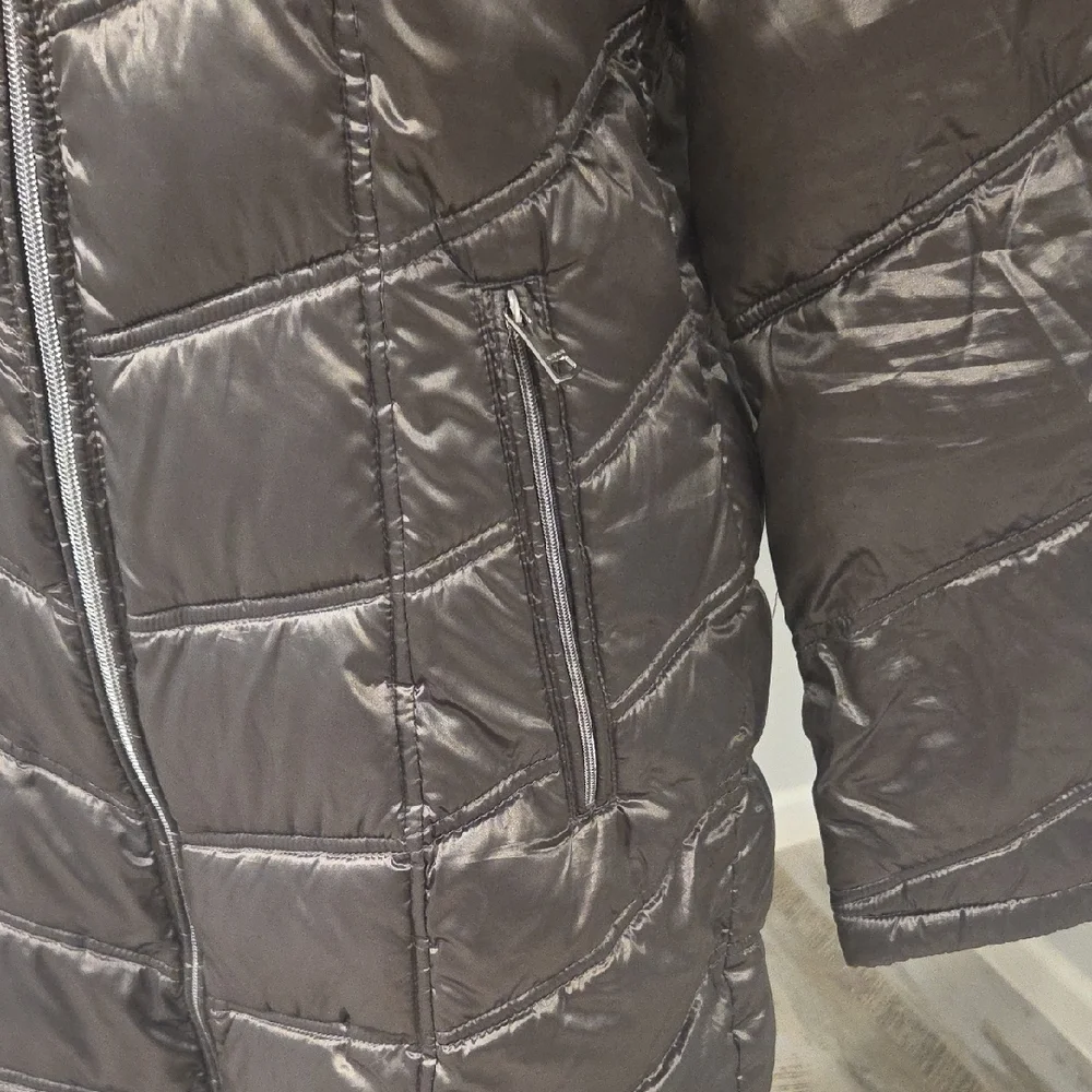 Calvin Klein Shiny Silver Puffer Coat